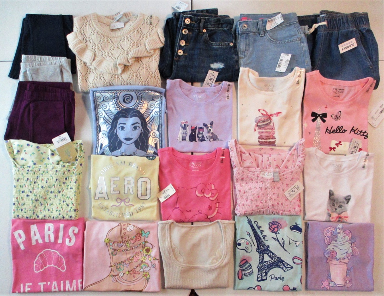 NEW! GIRLS SZ 10/12 12 CLOTHES LOT B2 SCHOOL JEANS,LEGGINGS,S/S &L/S TOPS,RE$470