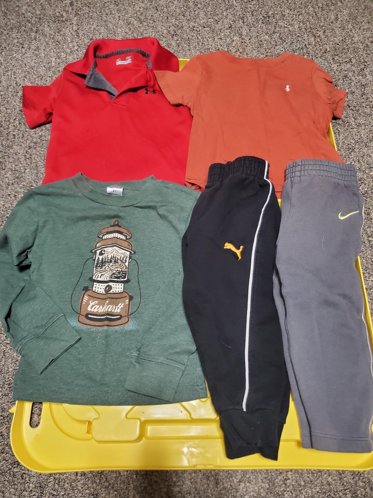 Under Armour Polo RL Carhartt Puma Nike Unisex Baby 2T Clothing Lot 5pc