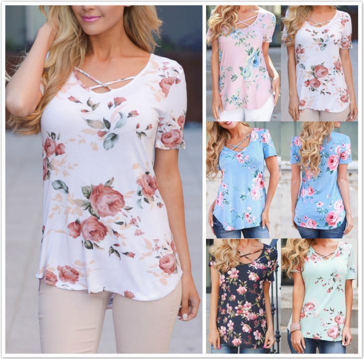 WHOLESALE BULK LOT 10 MIXED COLOUR SIZE Cross V Neck Basic T-Shirt Blouse T171