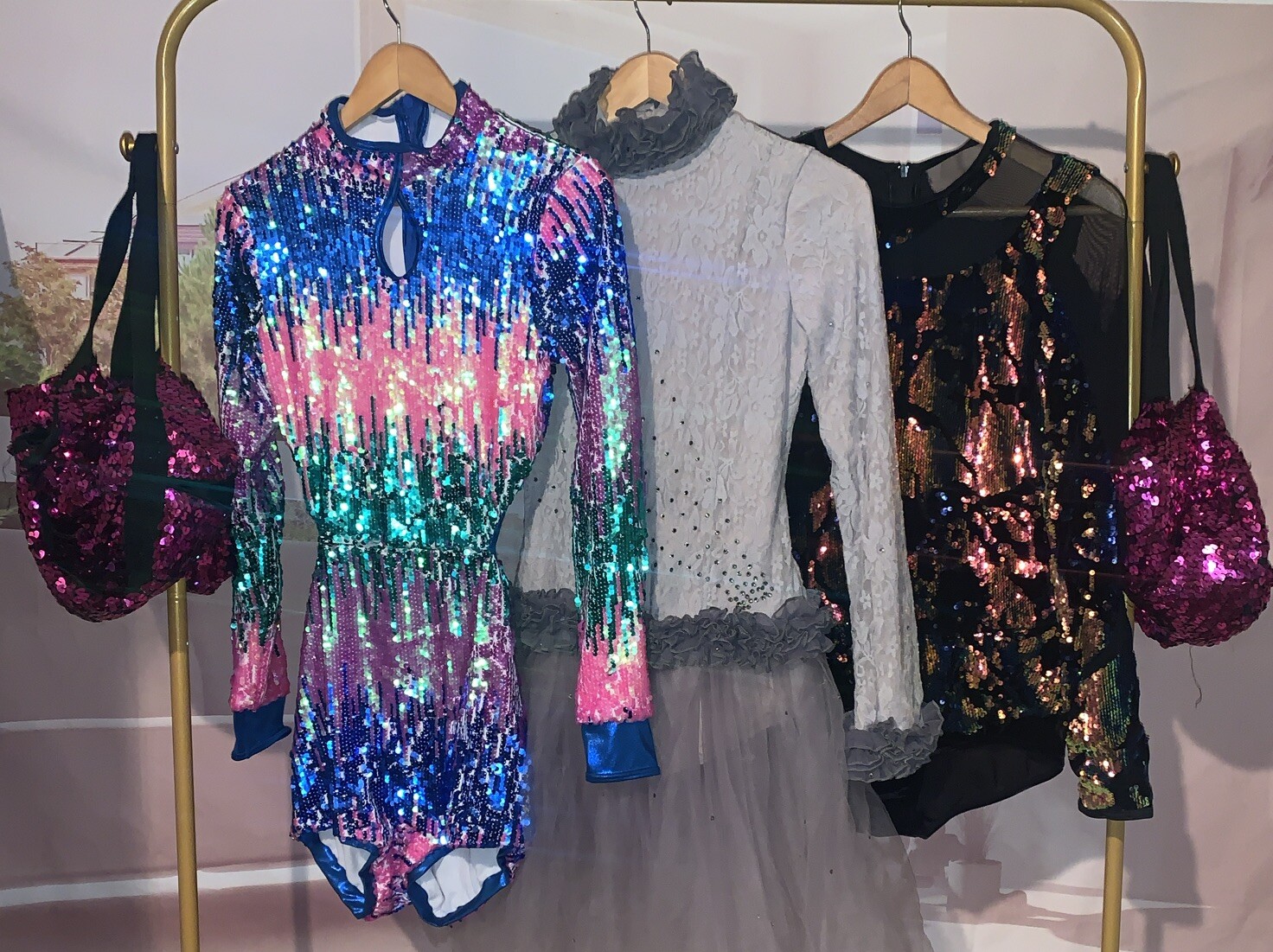 dance costume LOT Matching Sequin Duffle Bag Small Medium