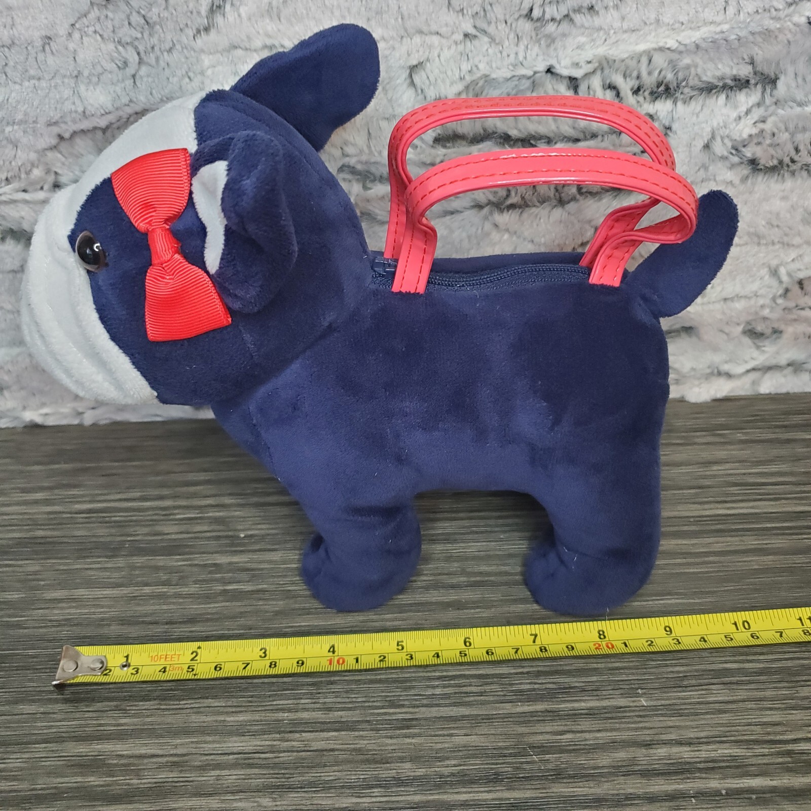 Gymboree Ciao Puppy Navy Blue Plush Dog Purse Tote Hot Pink Straps Bow Heart