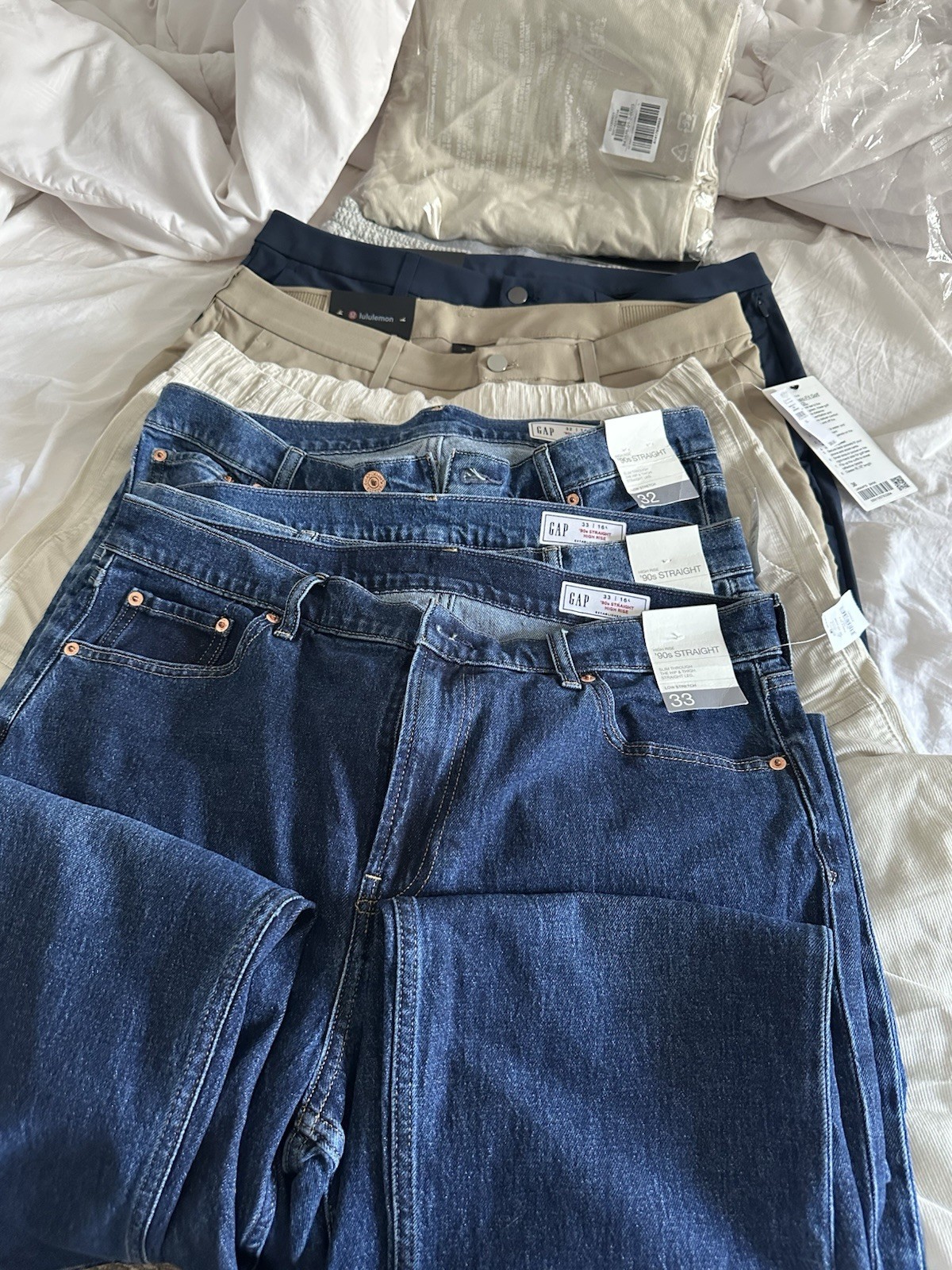 GAP & lululemon Men&rsquo;s Mixed Pants & Jeans Lot Denim Solid Sizes 32 33 36 XL