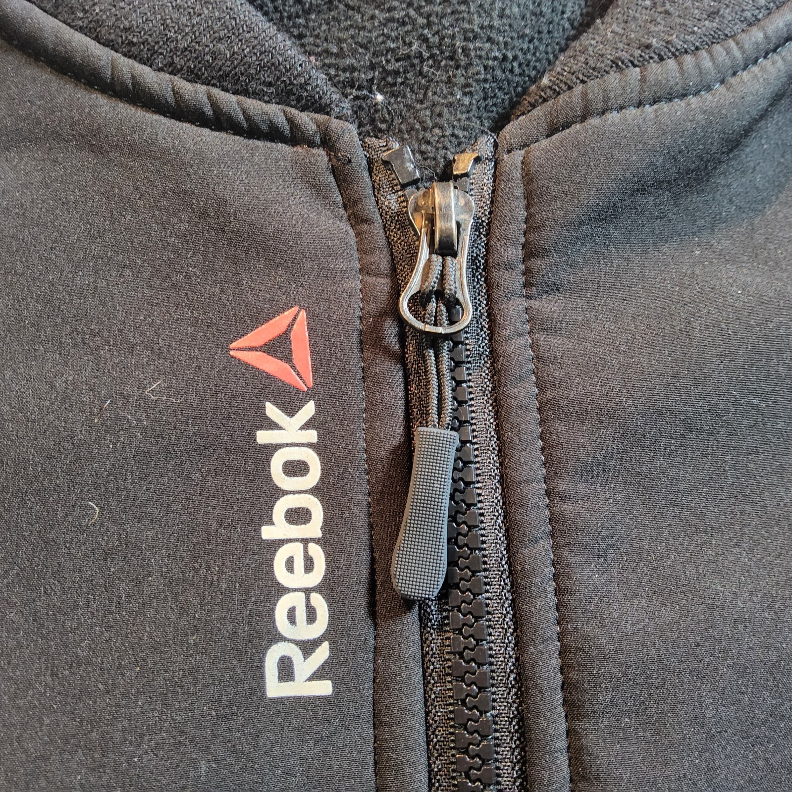 Reebok running black 2xl polyester spandex zip up warm up sports jacket brisk