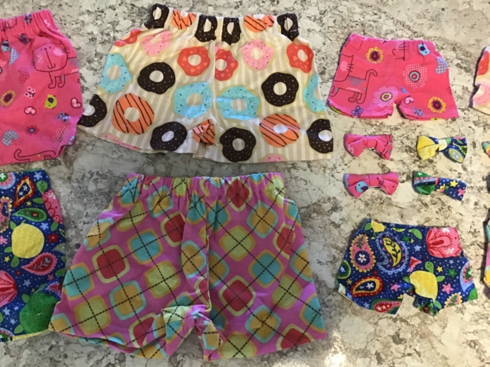 NWOT Girls shorts bows doll clothes matching lot size 4T 18 inch doll valentines