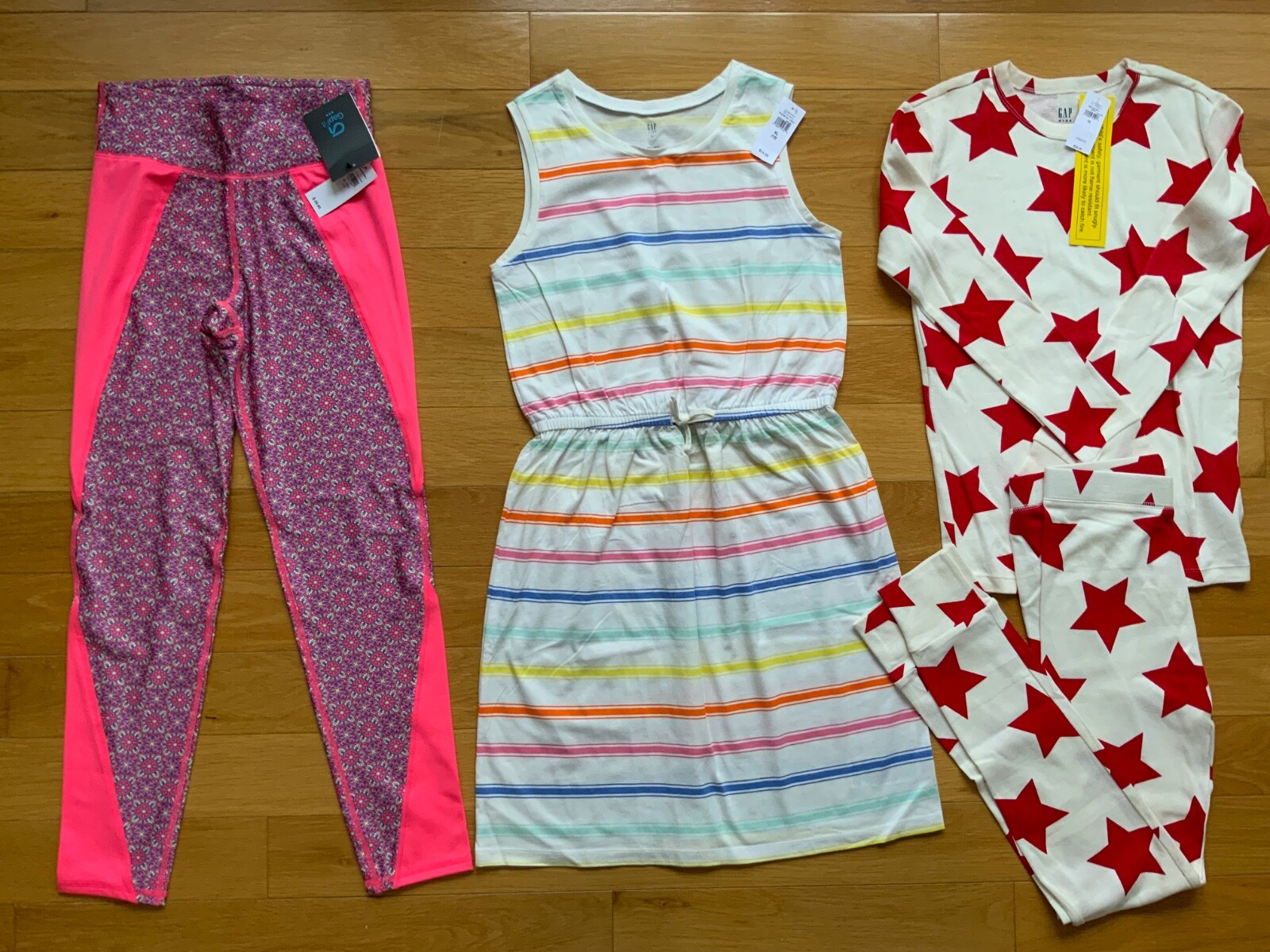 LOT OF 4 GIRLS GAP GAPfit Pajama Set Leggings Sun Dress XL (12) MSRP $85