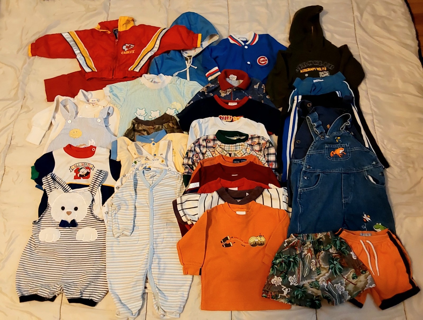 Baby Boys Lot of 31 pieces of Clothing Size 3,6 9, 12, 18, 24 Months Mix Brands