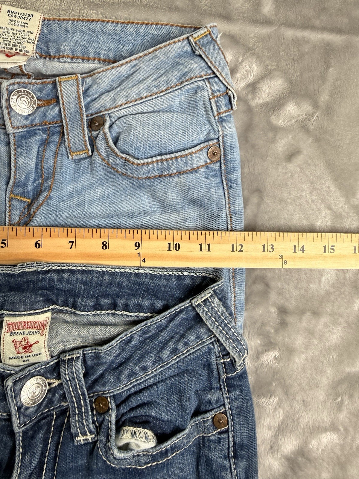 True Religion Women’s Denim Jeans Lot of 4 Blue/Gray Solid Logo Size 24/25