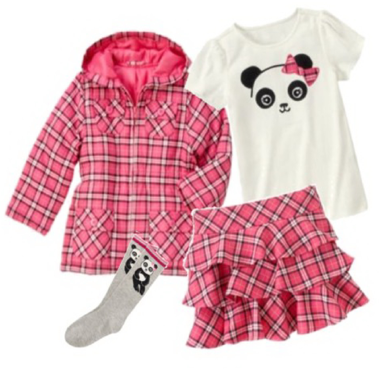 NWT Gymboree PANDA ACADEMY Plaid Outfit,Coat Jacket,Top,Shirt,Skort,Socks Size 4