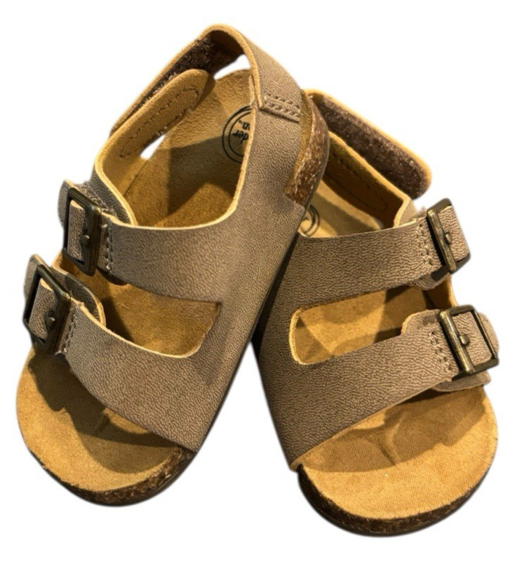 Wonder Nation Size 3 Toddler Double Strap Sandal Taupe New Without Tags