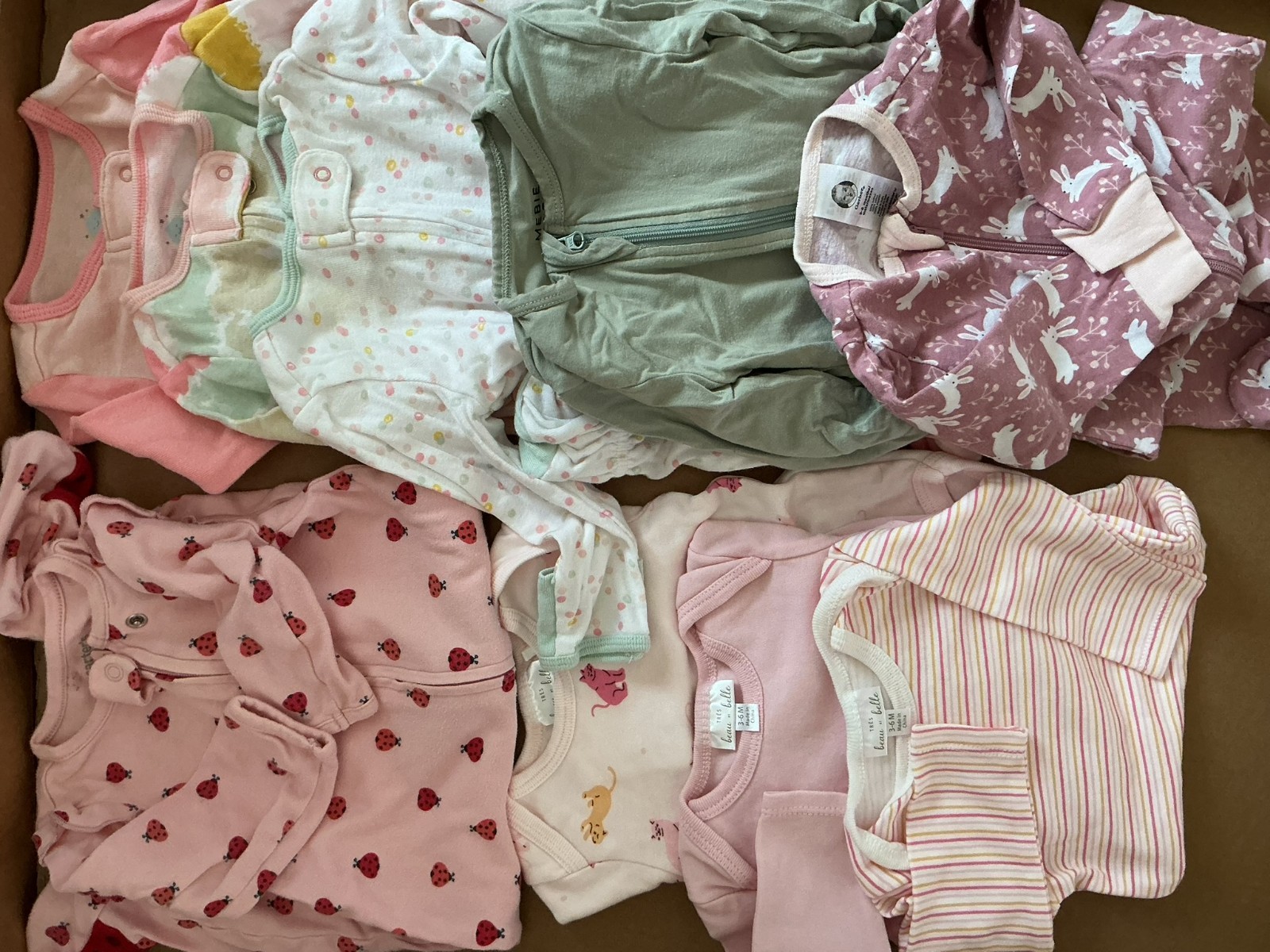 Lot of 9 Baby Cirl 3-6 Months Sleepers Body Assorted Brands Pre-owned
