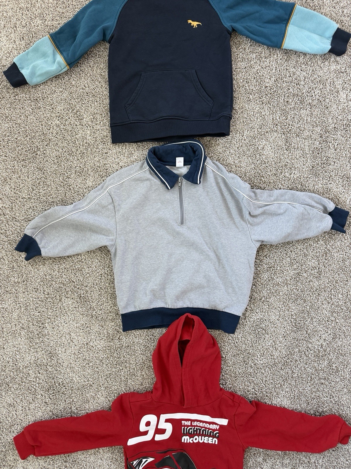 Boys 5T XS 3pc Hoodie & Sweatshirt Lot Cotton Blend Multicolor Cars McQueen