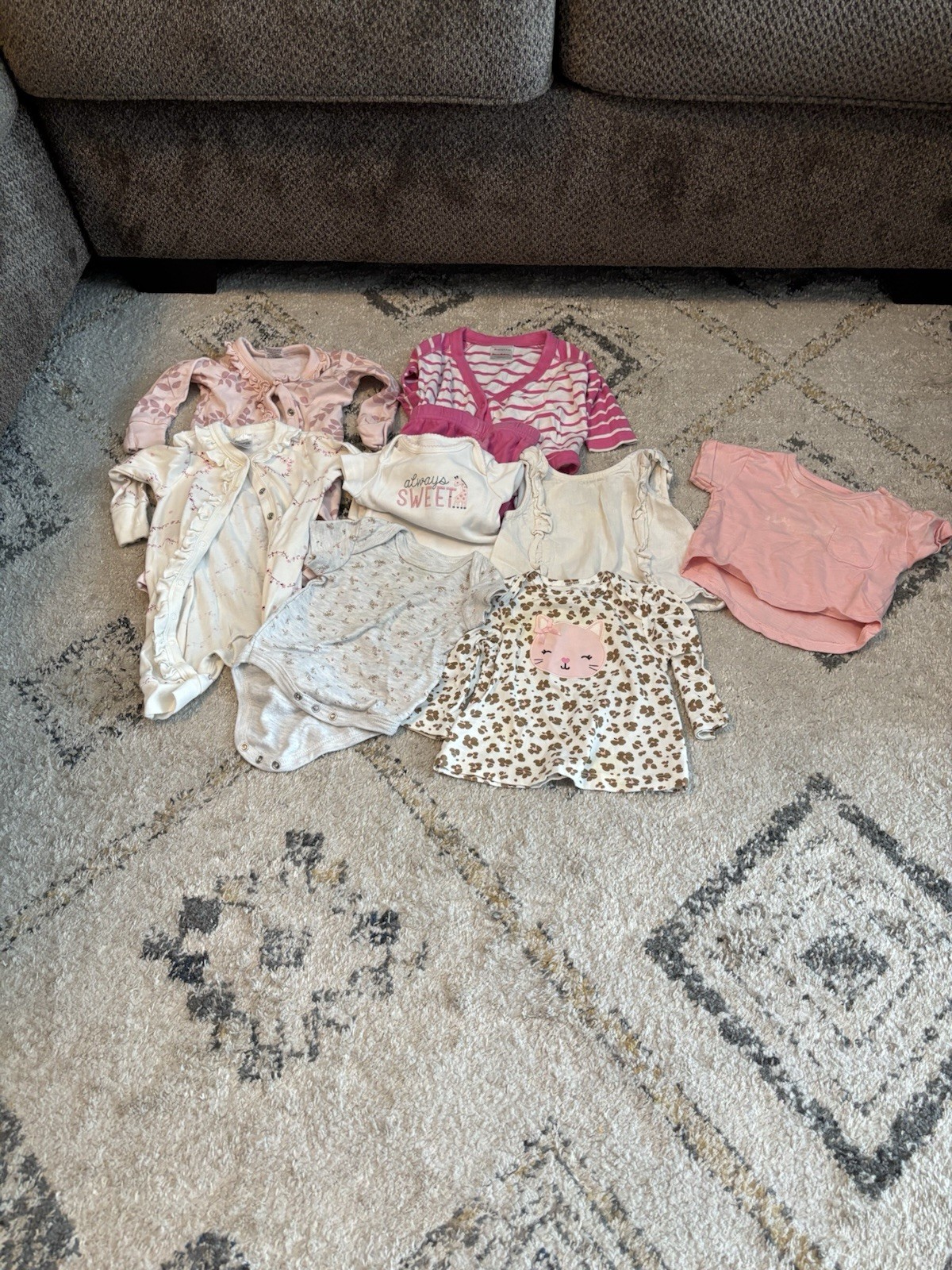 Gerber Baby Girl 0-3 Months Clothing Lot Jacket Onesies Dresses Shoes Animals