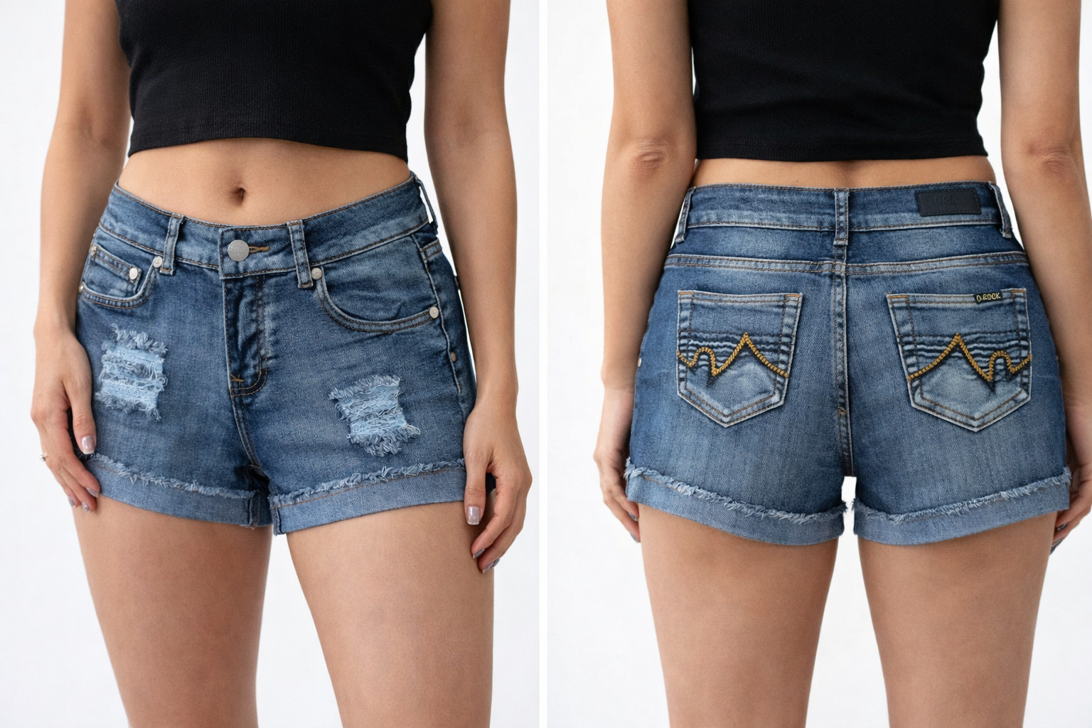 24 Pc Women’s Blue Ripped Denim Shorts – Stretch Distressed – Wholesale Bulk Lot
