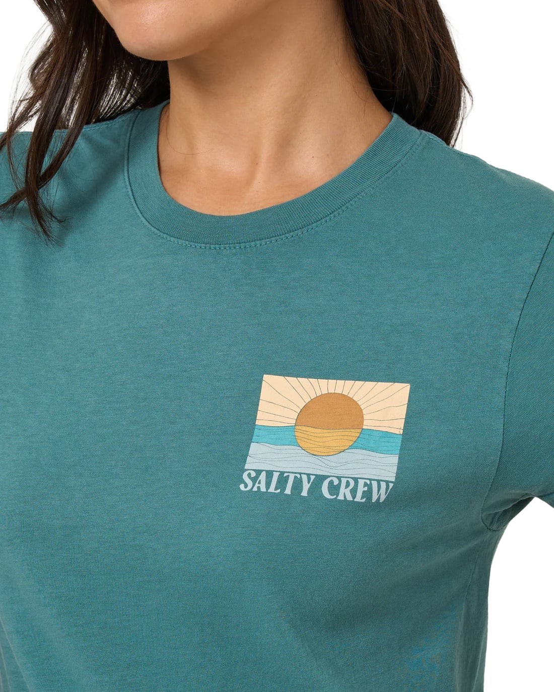 Salty Crew Retro Wave Modern Women&rsquo;s T-Shirt – Teal – New