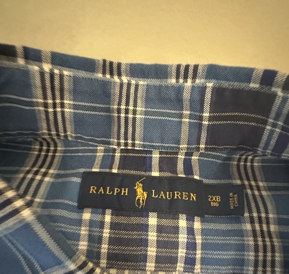 Ralph Lauren Mixed Lot 4 Plaid Cotton Button-Down Shirts Blue 2XB