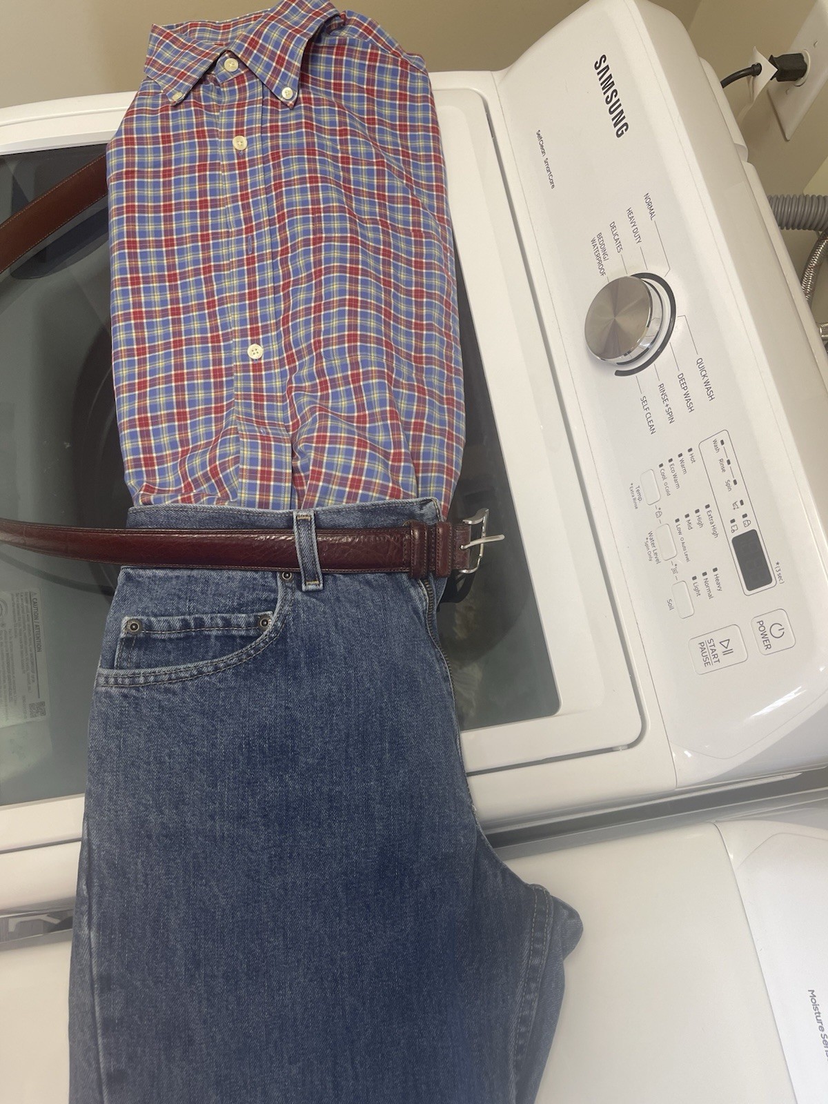 Austin Reed LS Shirt, Kirkland Jeans 30×30, Brown Belt – 3 Pieces – LOT36-3piece
