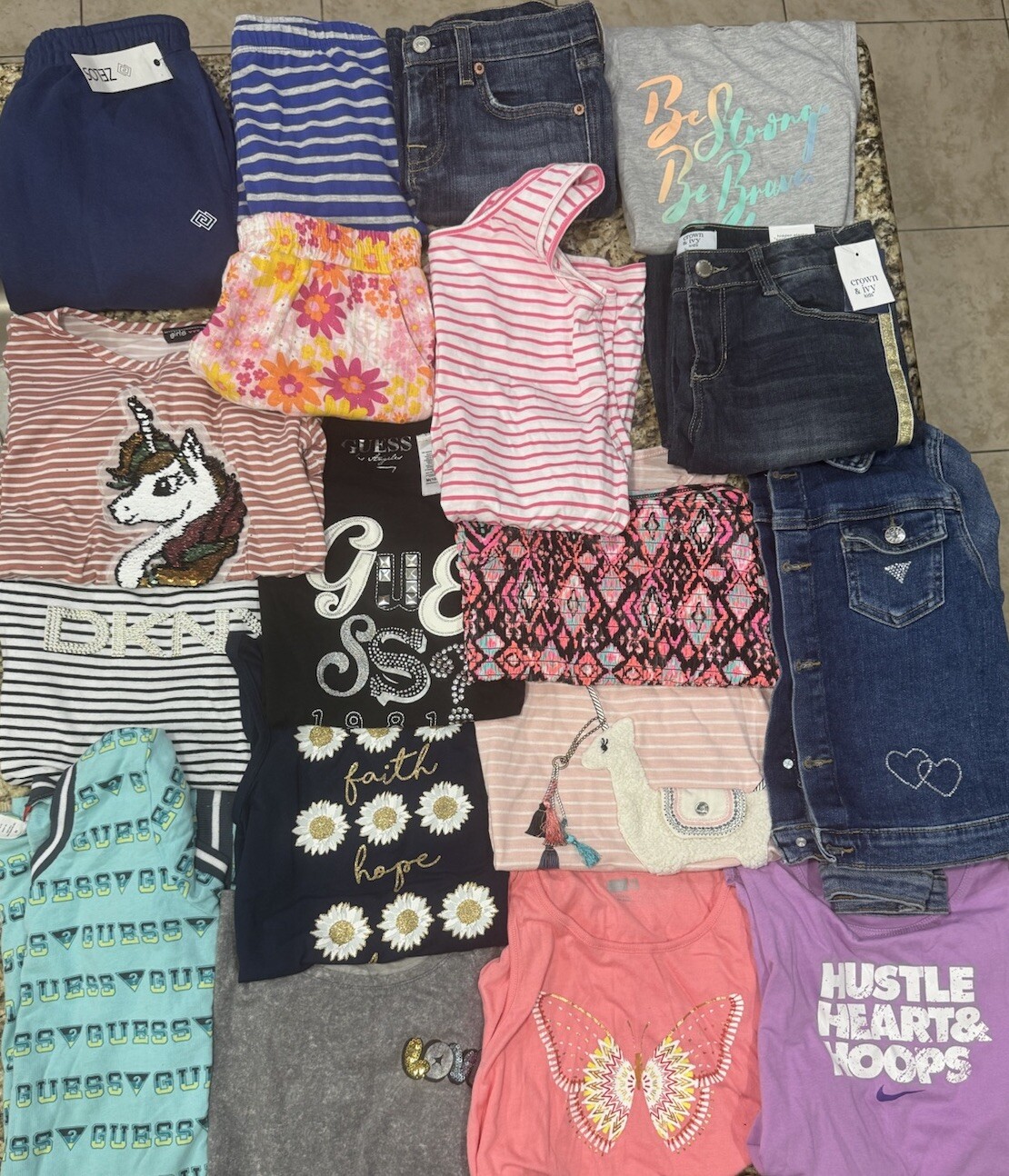 Girls Clothes Size 10 12 Name Brands! Guess (3) DKNY Nike Justice Jean Jacket