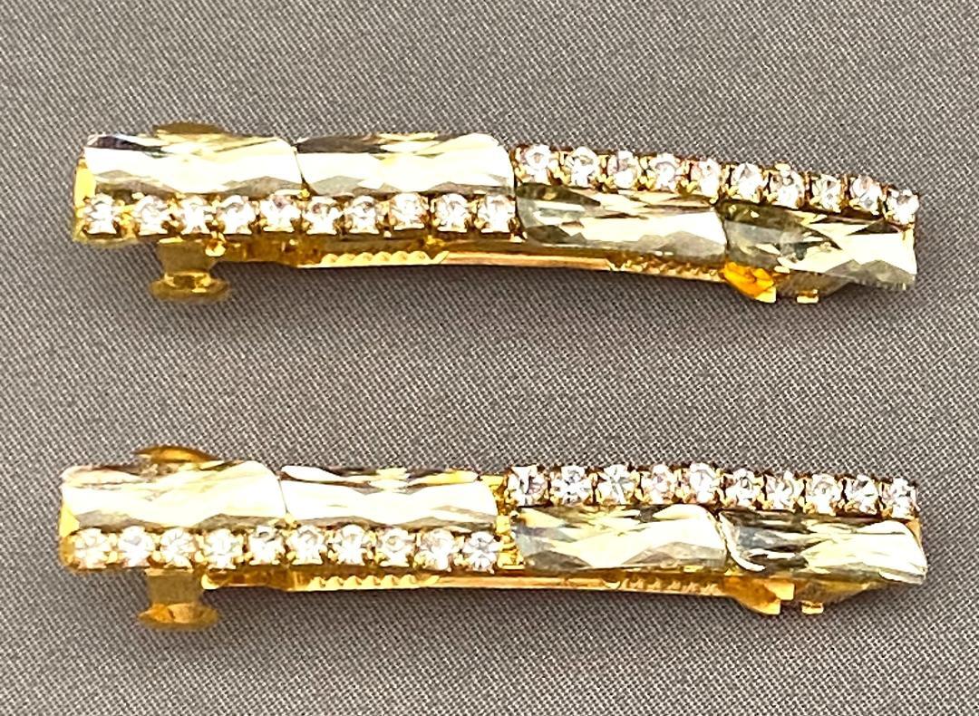 2 GOLDTONE METAL BARRETTES CRYSTALS ACRYLIC STONES SELECT COLOR FREE SHIPPING
