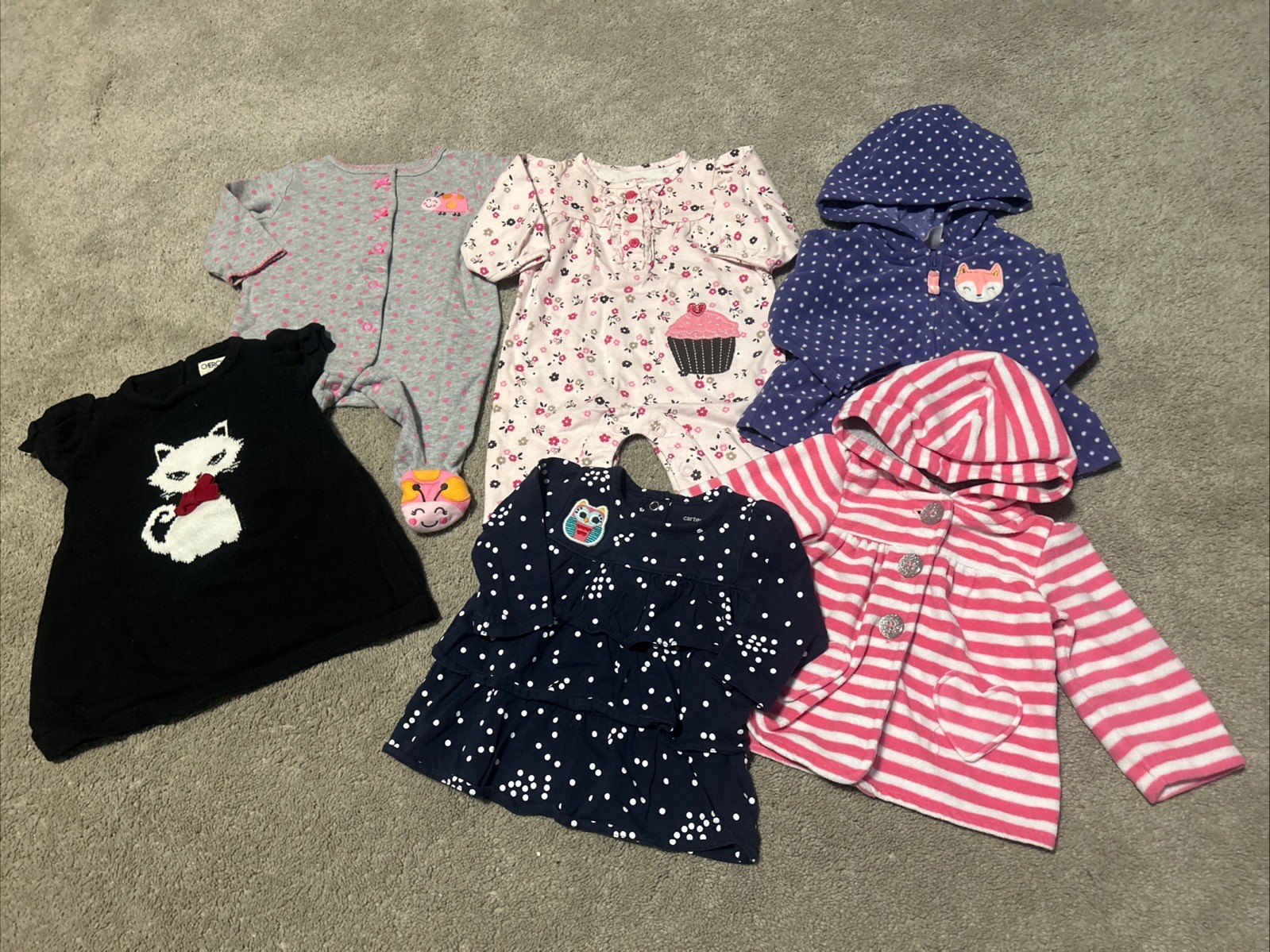 Baby Infant 3M Months Girls Colorful Clothes Lot Set Hearts Pink Winter Cute
