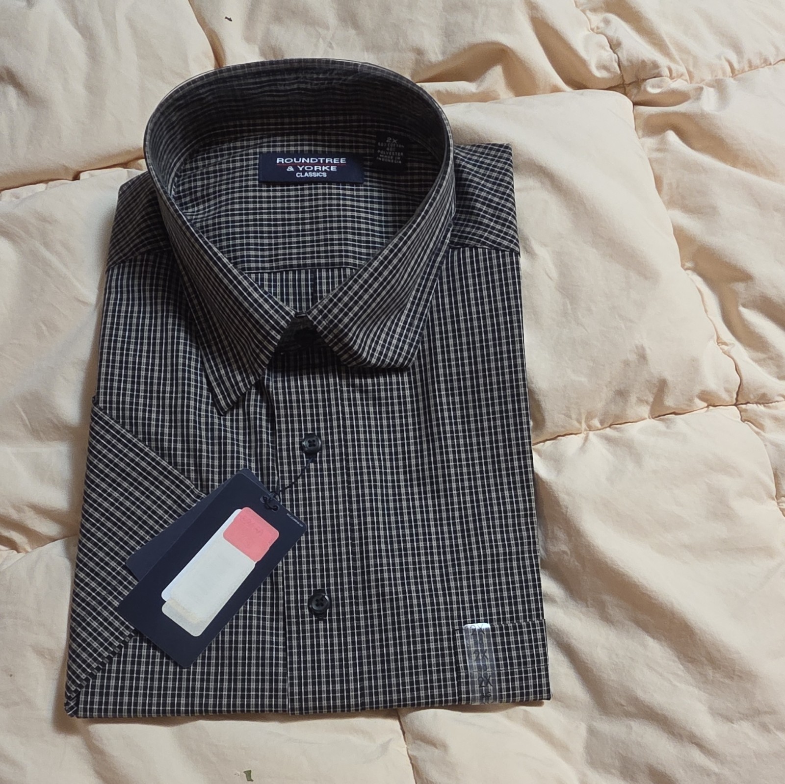 Roundtree & Yorke Men&rsquo;s Dress Shirt Lot Size 2X Plaid/Stripe 60/40 Multicolor