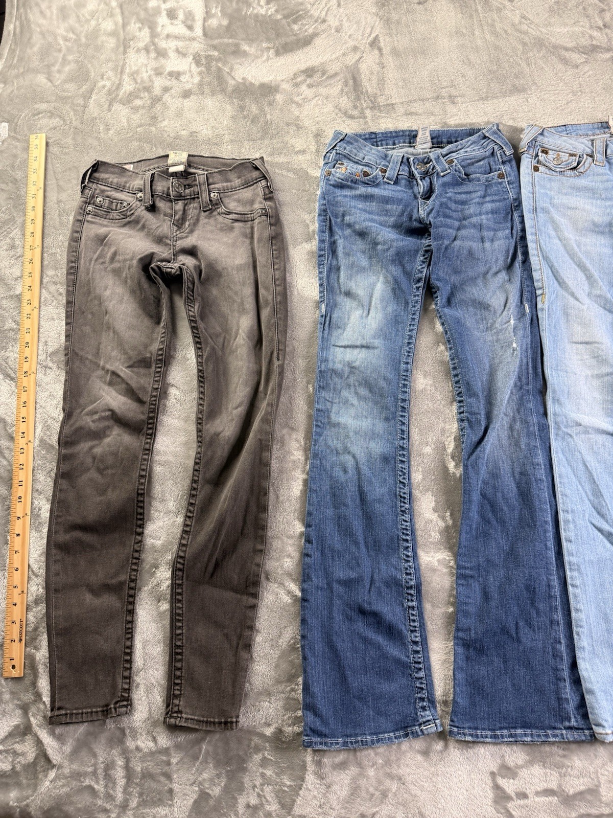 True Religion Women’s Denim Jeans Lot of 4 Blue/Gray Solid Logo Size 24/25