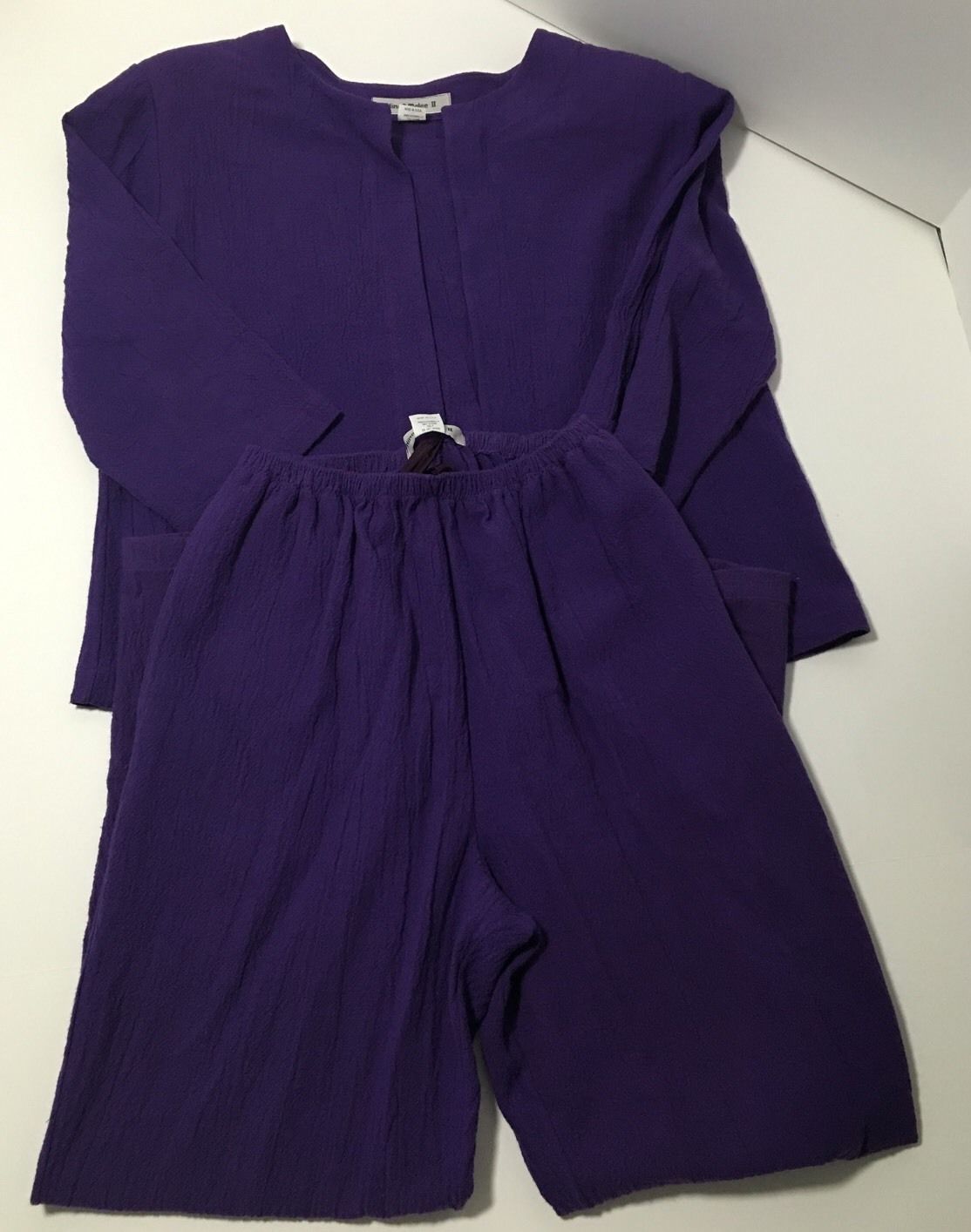 Hino & Malee Short Sleeve 100% Cotton Purple Set Size Small Top Medium Pants S M