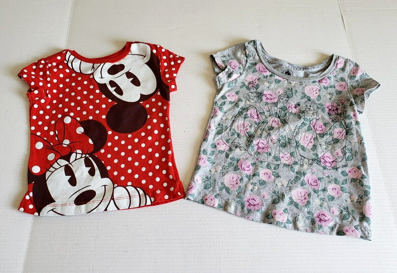Disney Lot of 2 Toddler Girls XXS 2/3 Tops Minnie Mouse & Princess Floral
