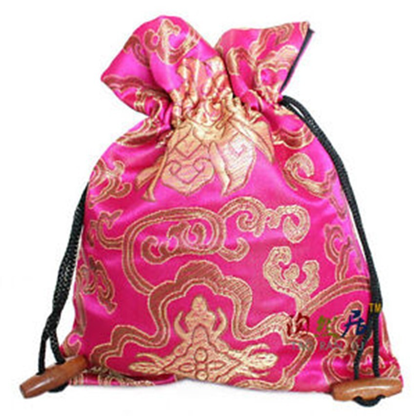 wholesale10PCS Chinese silk satin Drawstring candy gift pouchs bags jewelry bags