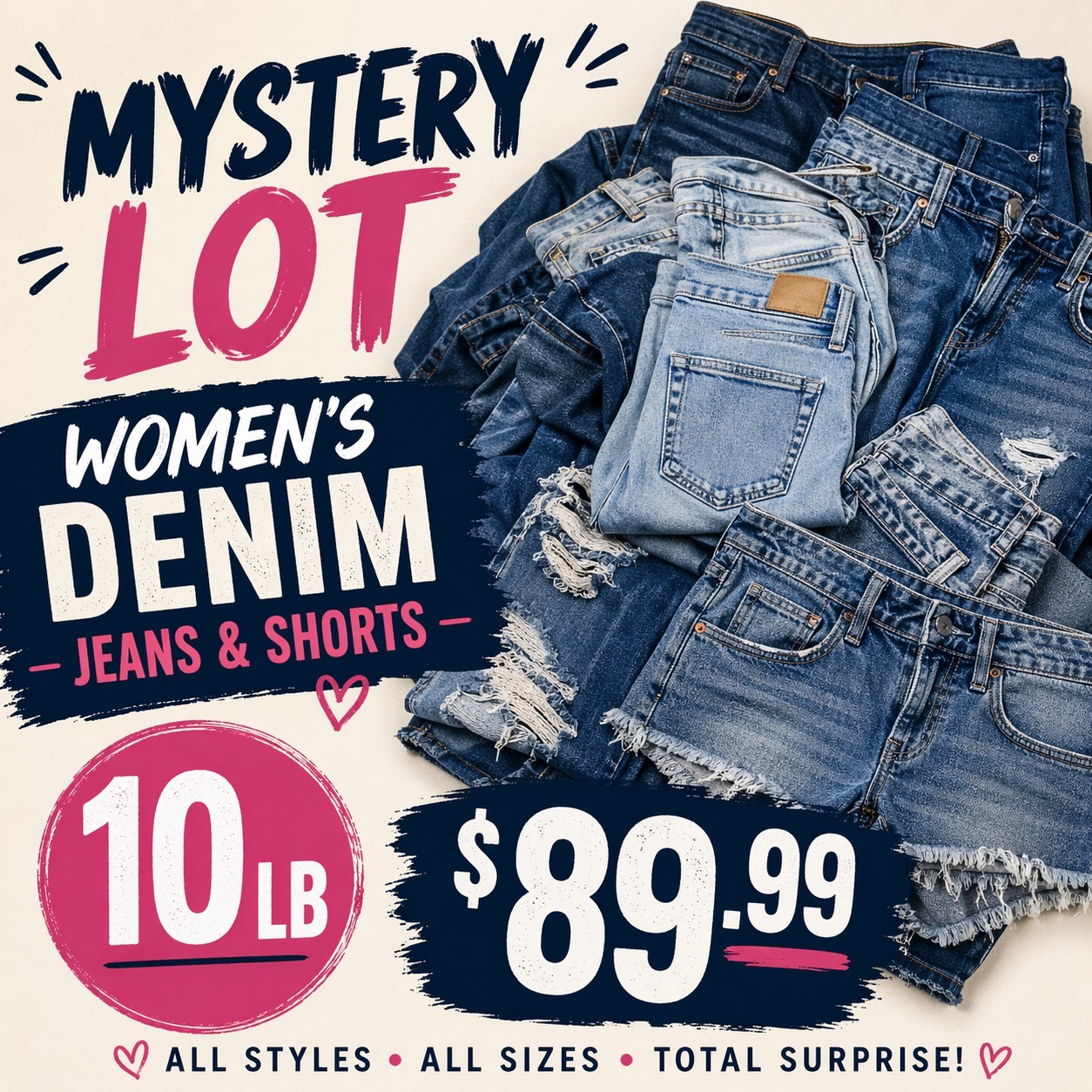 10lb Mystery Woman&rsquo;s Jeans And Denim Shorts Box