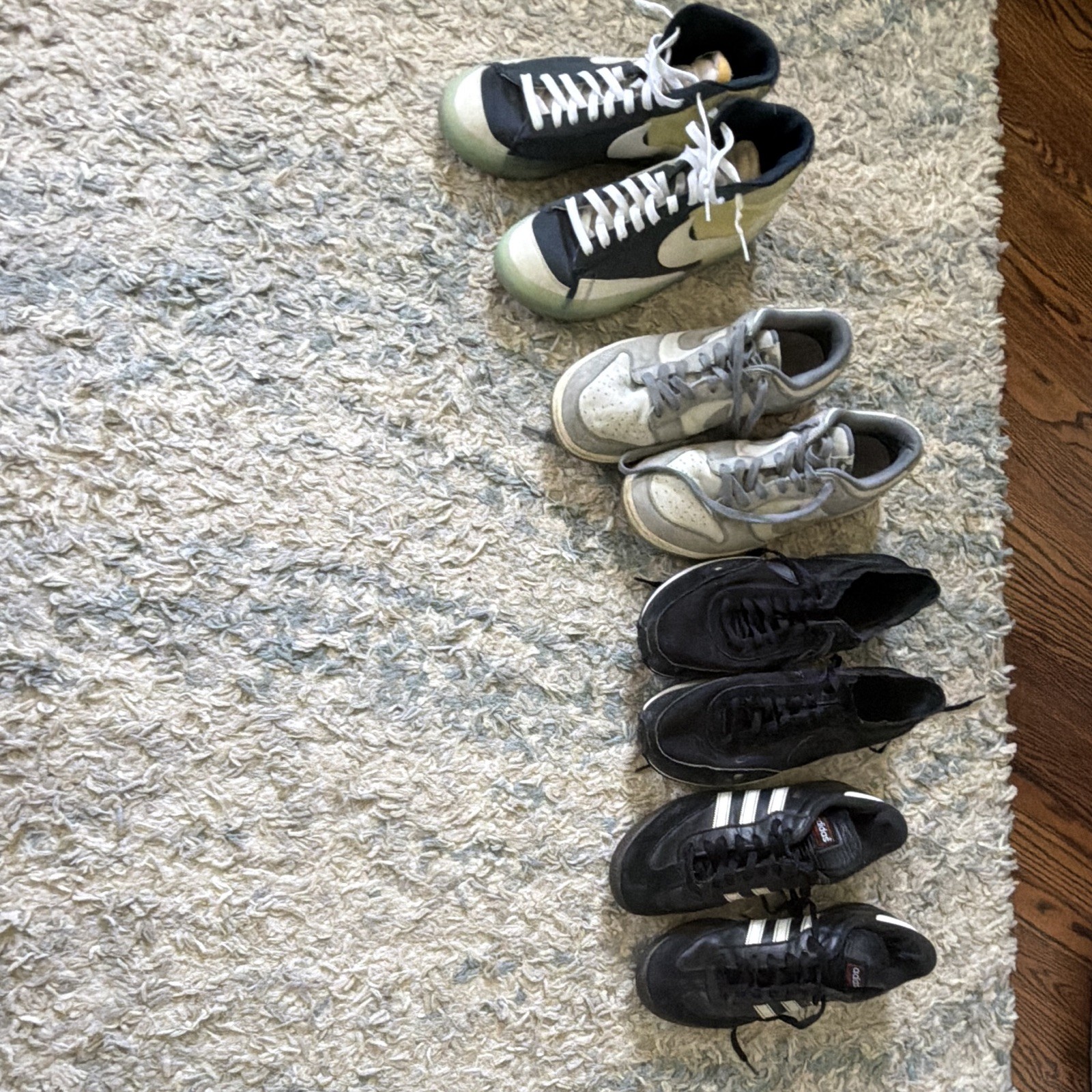 Nike & adidas Mixed Lot 4 Pairs Unisex Sneakers Black/Gray/Green/White