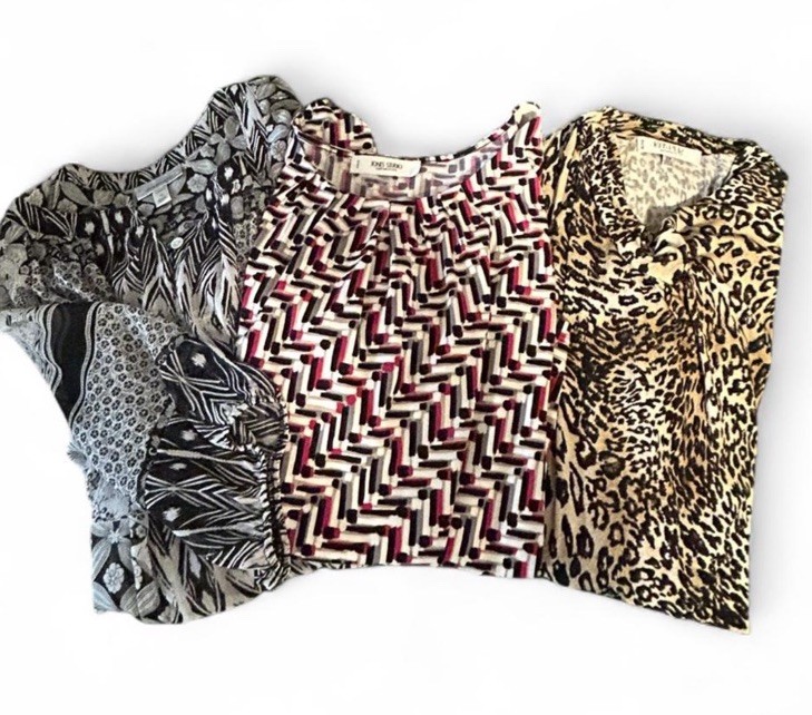 Jones Studio & Kasper Women’s Plus Tops Lot 1X/2X Geometric/Leopard 100% Poly