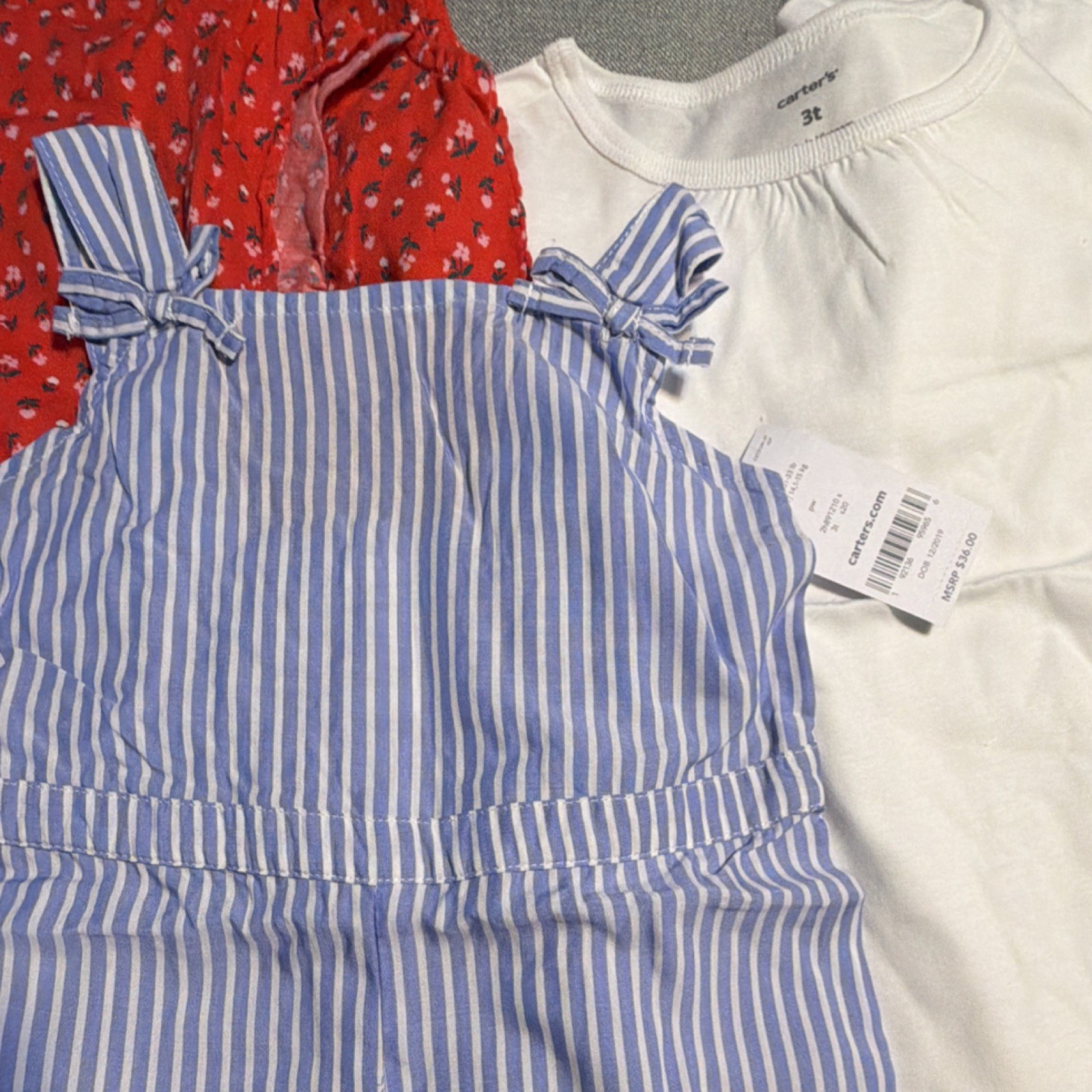 Carter&rsquo;s Toddler Girl 3T Lot Tops Striped Jumpsuit Floral Romper Skort NWT