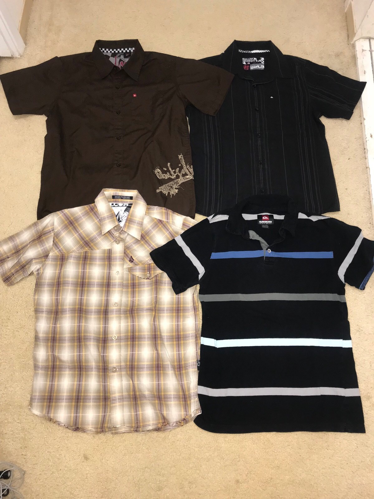 10 Piece Volcom Quiksilver Button Down Up Polo Shirt Top Sz 12-14 Medium Large