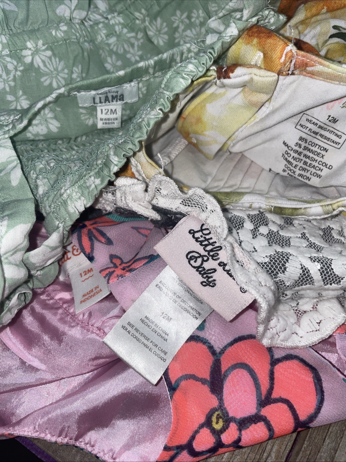 Lot 8Pcs Baby Girl 12M Spring Summer Mixed Dresses Mixed Brands/Colors/Styles