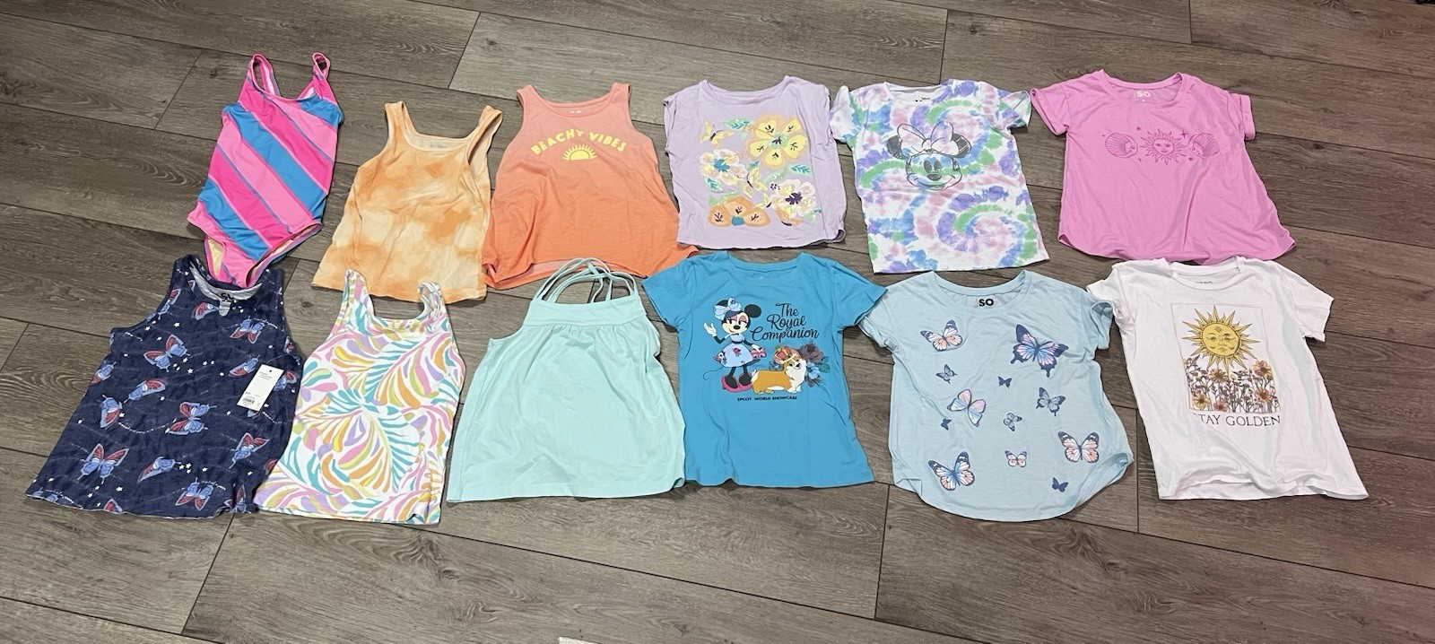 Girls Lot of 12 Clothes Sizes 7/8 Assorted Brands and Styles with Disney Brands