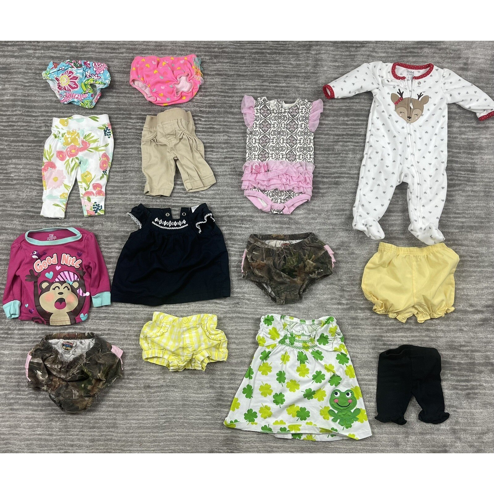 Lot of 16 Baby Girls Clothes NB 3 6 9 Months Just One You Garanimals etc+