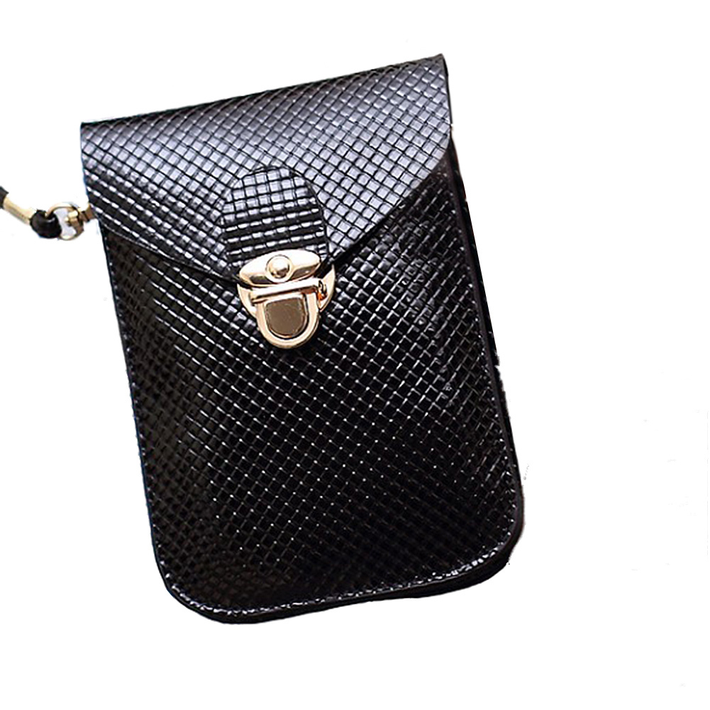 Preppy Style Women Mini Small Cross Body Bags Cell Phone Bag Leather Plaid Purse
