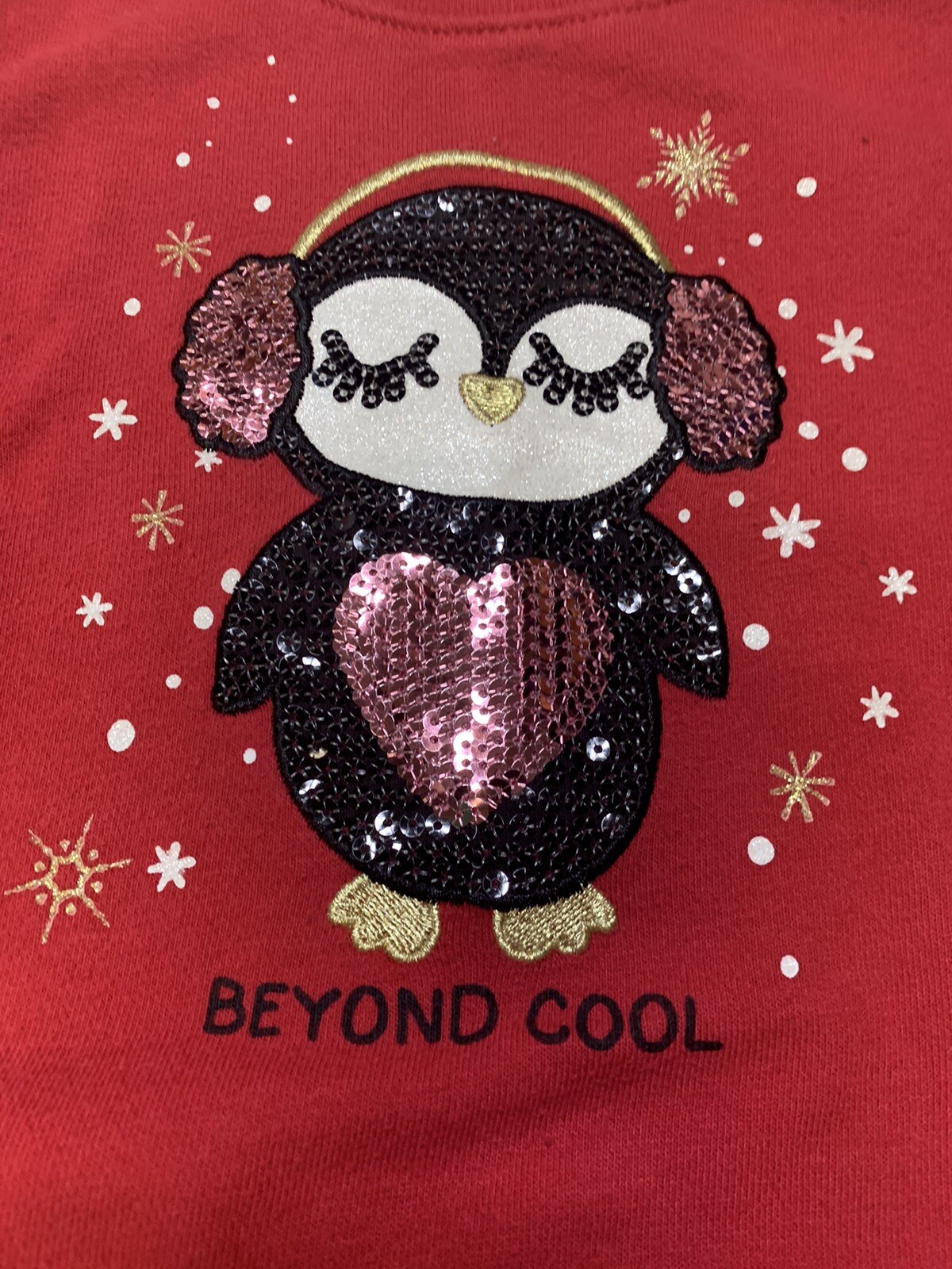 Girls Garanimals Red Sequin Penguin Long Sleeve Shirt & Black Ruffle Pants 12M