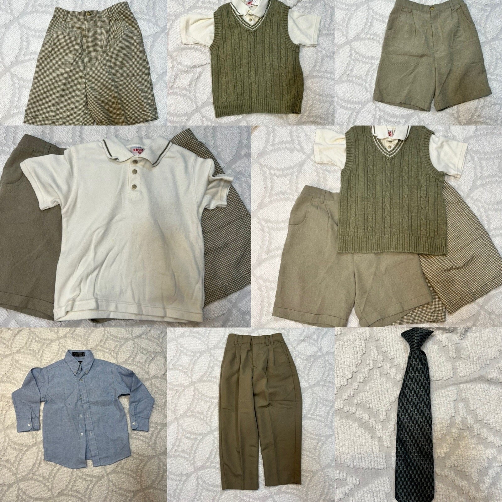 Boy Sz 7 Mixed Matching Khaki Dressy Church ARROW Outfits 7 Piece Lot Vtg 90s