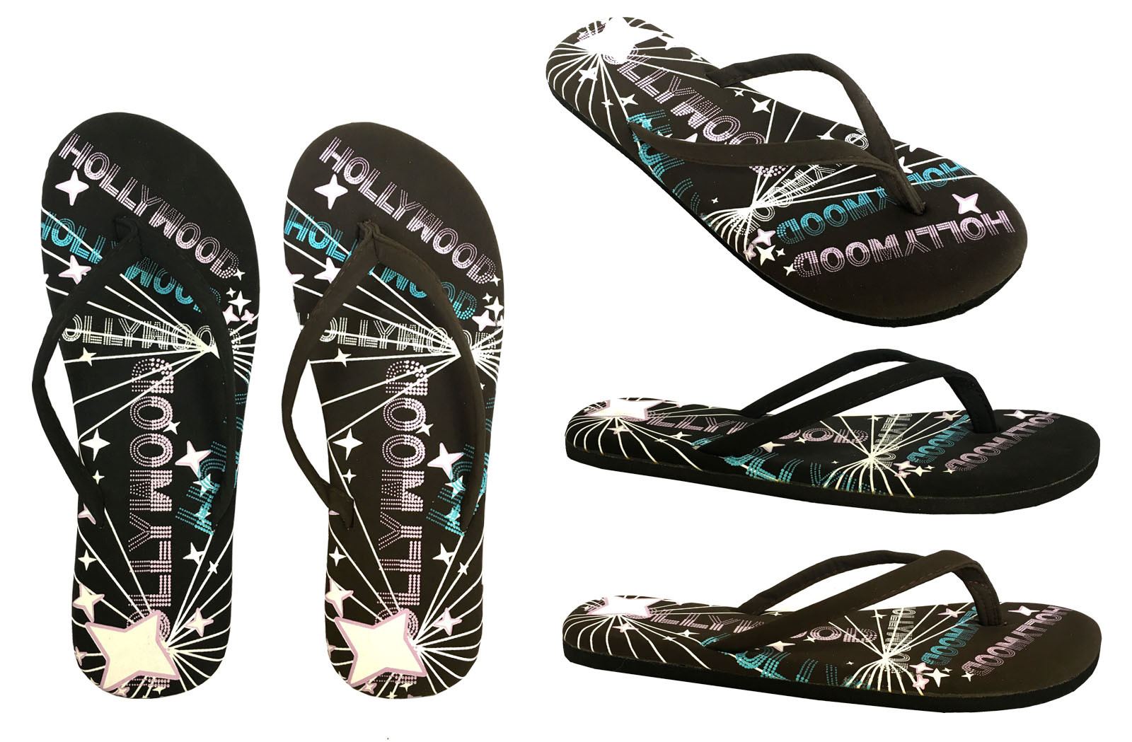 WHOLESALE LOT 48 pairs Women&rsquo;s Hollywood Glam Print Flip flop Sandals-5018