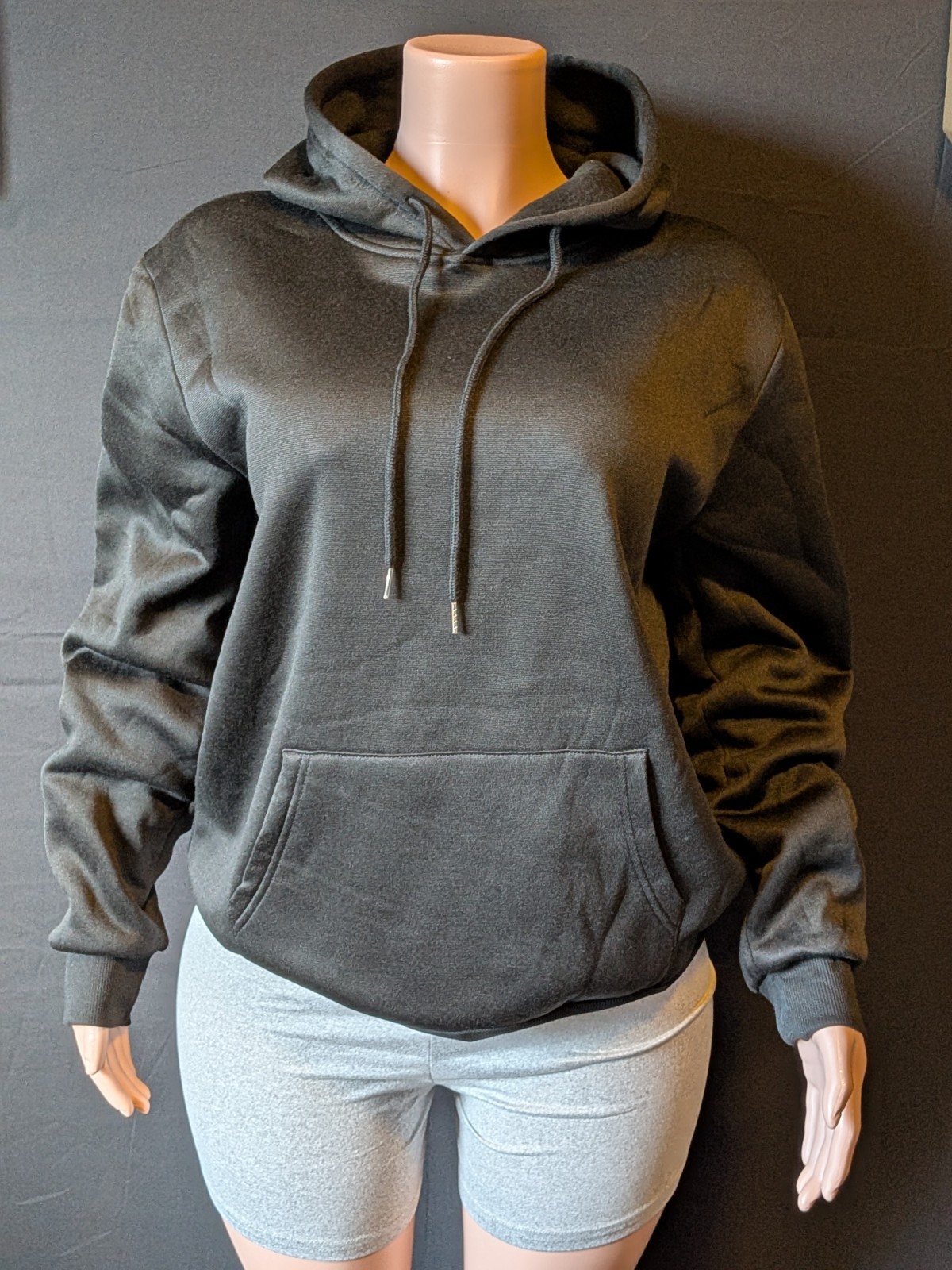 65 (UNISEX) Black and Grey (mix polyester) Pull over Hoodies with pockets.