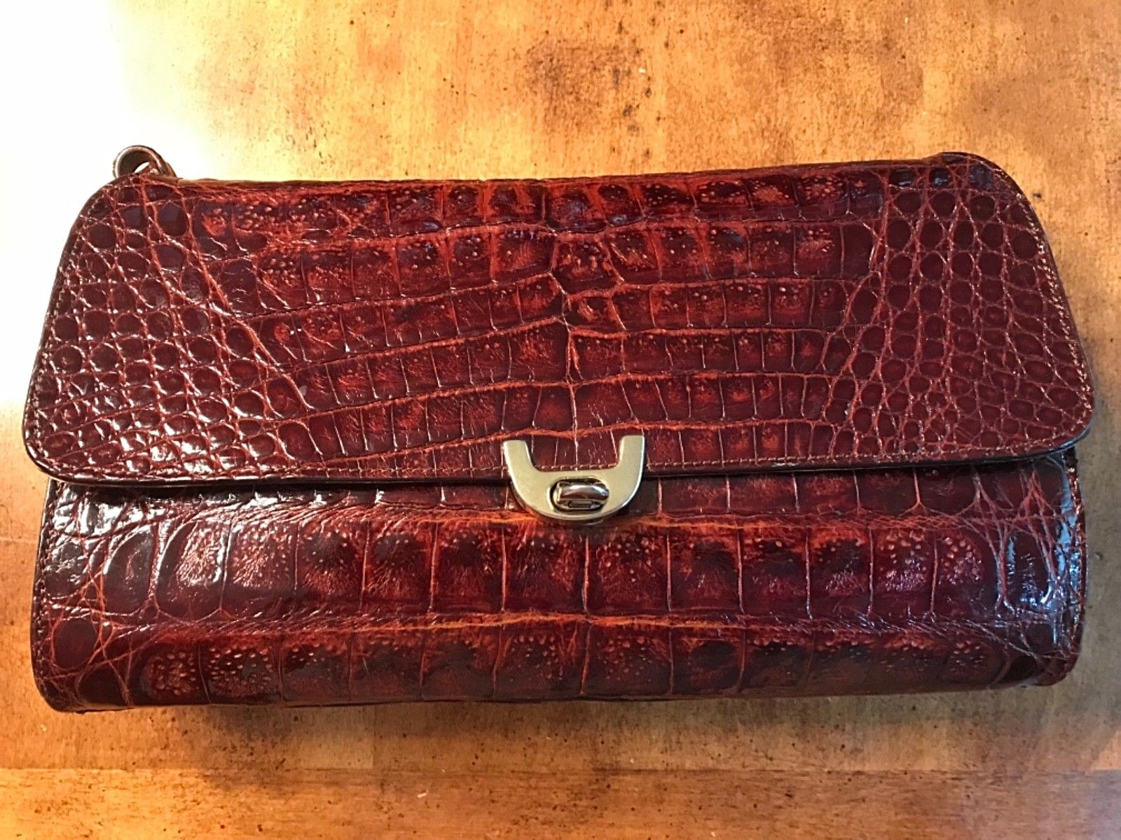 Italian RAPPI Brown Crocodile Leather Hand Bag-Vintage