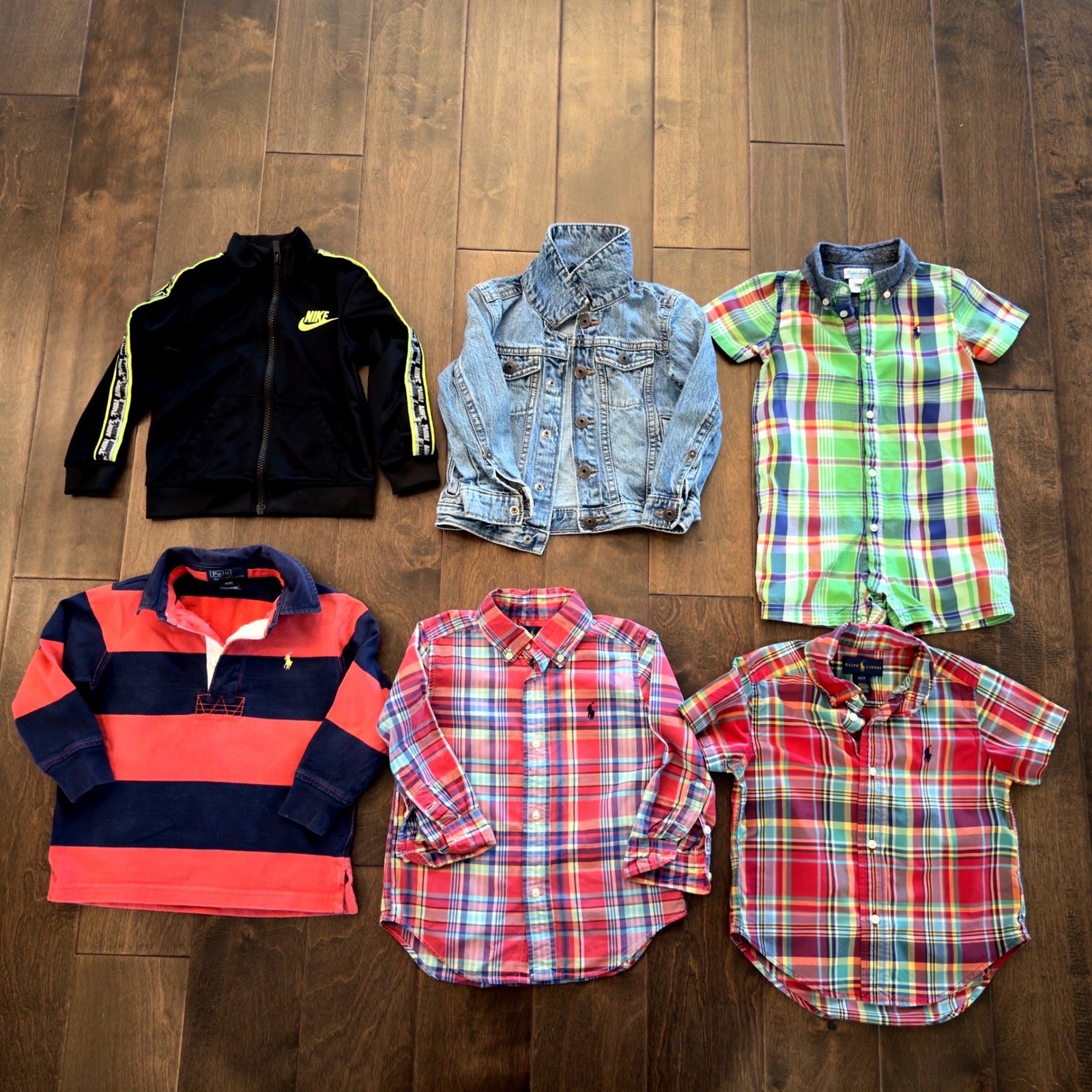 Toddler Boy 6pc Lot Ralph Lauren Nike OshKosh Denim Jacket Polo Shirts 24M 2T