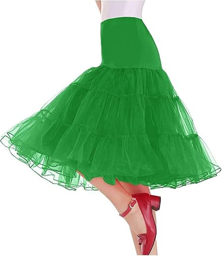 50s 65cm Rockabilly Long Petticoat Tulle Costume Underskirt Red Pink White Black