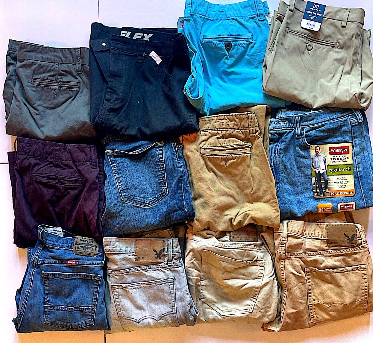 12Pc Wholesale Men’s Lot/New/Used Jeans-Shorts-Pants, AE & More Sz 34-36W – 32L