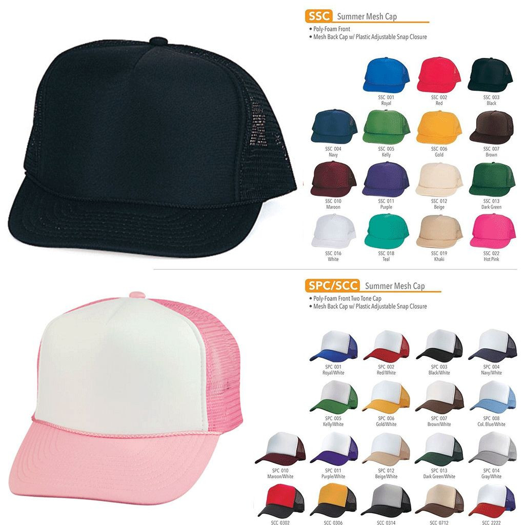 5 Pack Trucker Baseball Hats Caps Foam Mesh Blank Adult Youth Kids Wholesale
