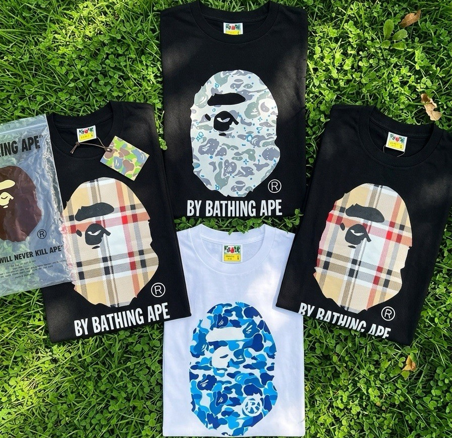 A Bathing Ape Camouflage & Plaid T-Shirt Lot, Assorted Colors, Unisex Baby