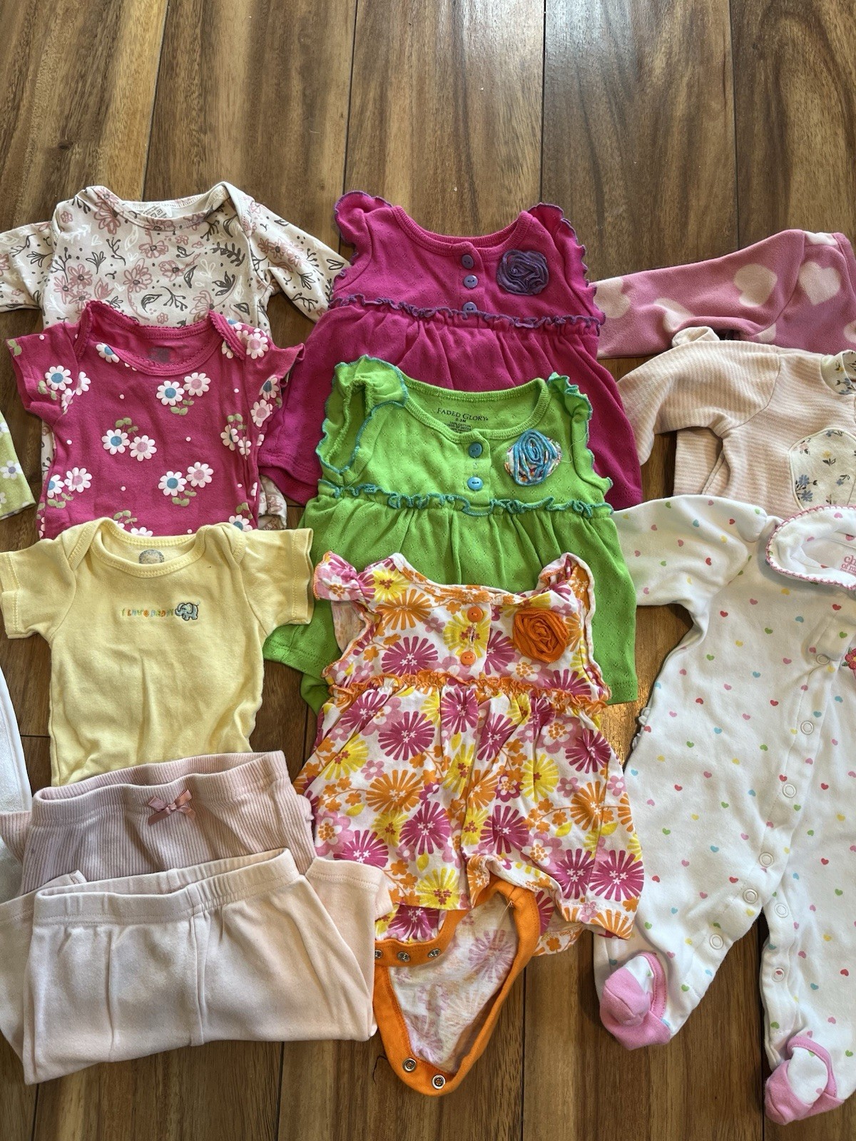 Infant Baby Girl 0-3mo Colorful Fun Summer Clothing Bundle LOT15pcs Dresses Hat