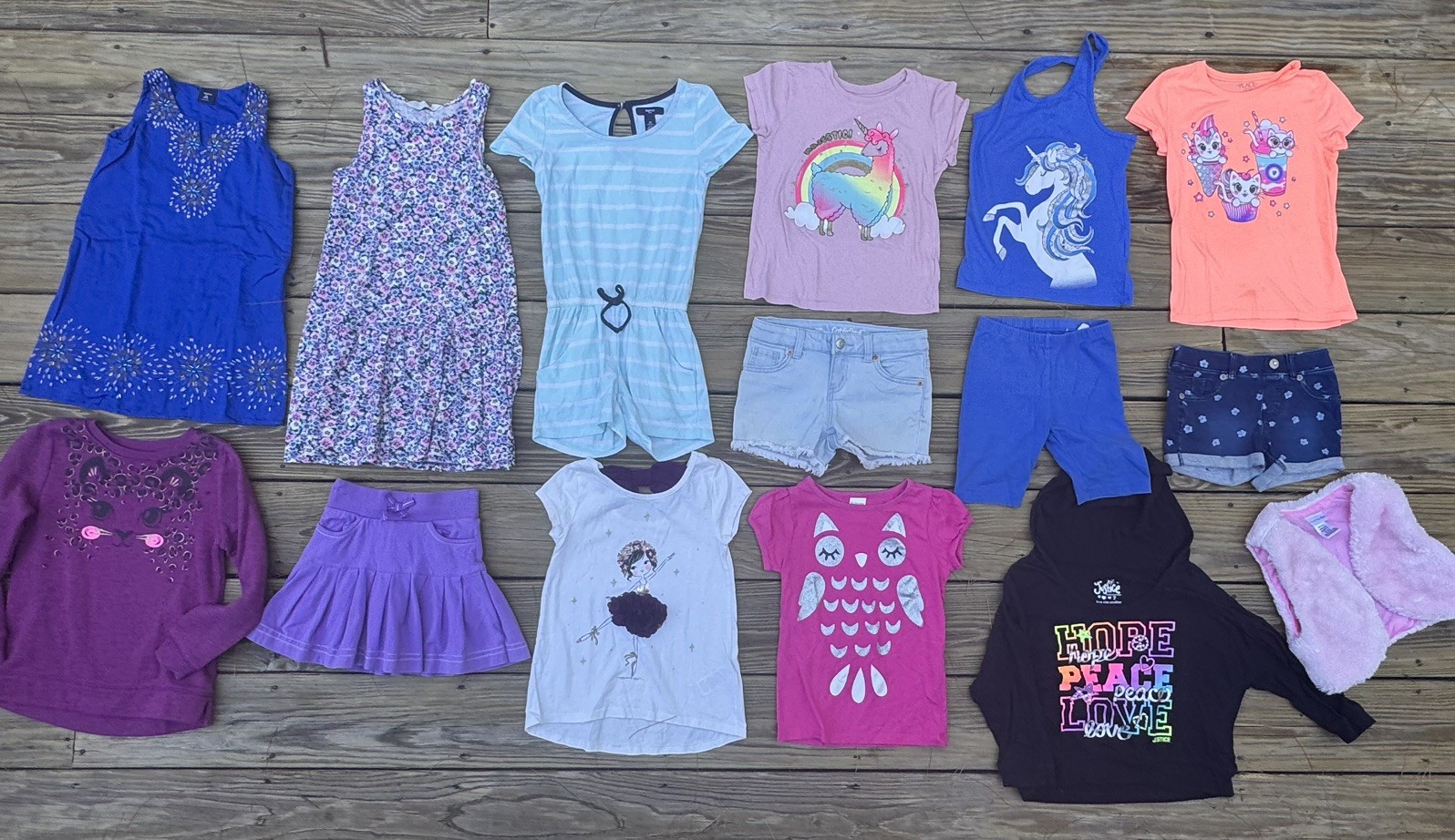 Girls Clothing Sz 5/6, 5T, 6, Lot 15 pc, Gymboree, H&M, Place, Justice, Mizrahi