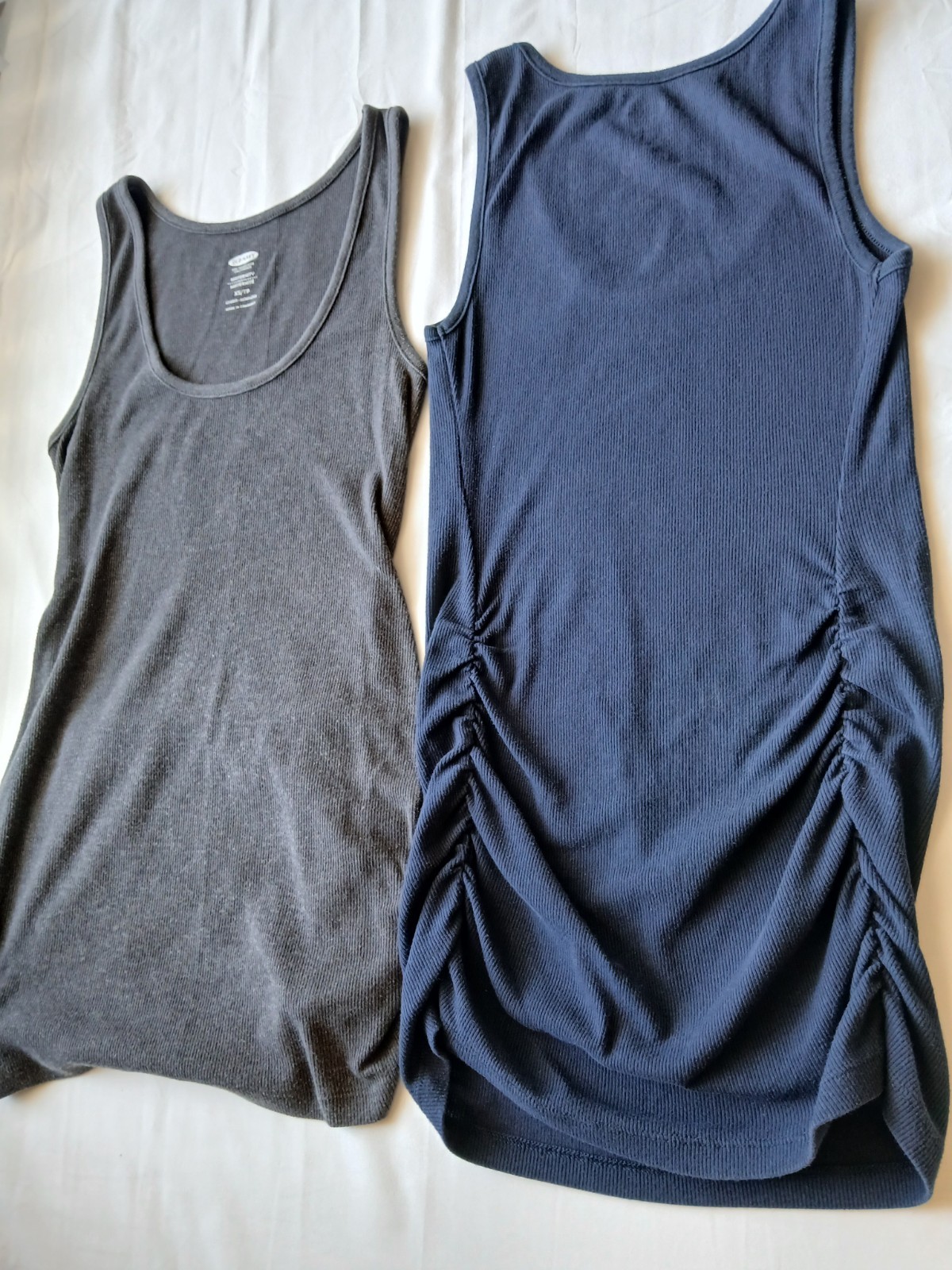 Old Navy Maternity Ribbed Knit Tank Tops Lot of 2 Size XS Navy & Gray Solid